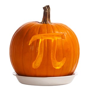 A pumpkin with Pi engraved symbolizing pi day