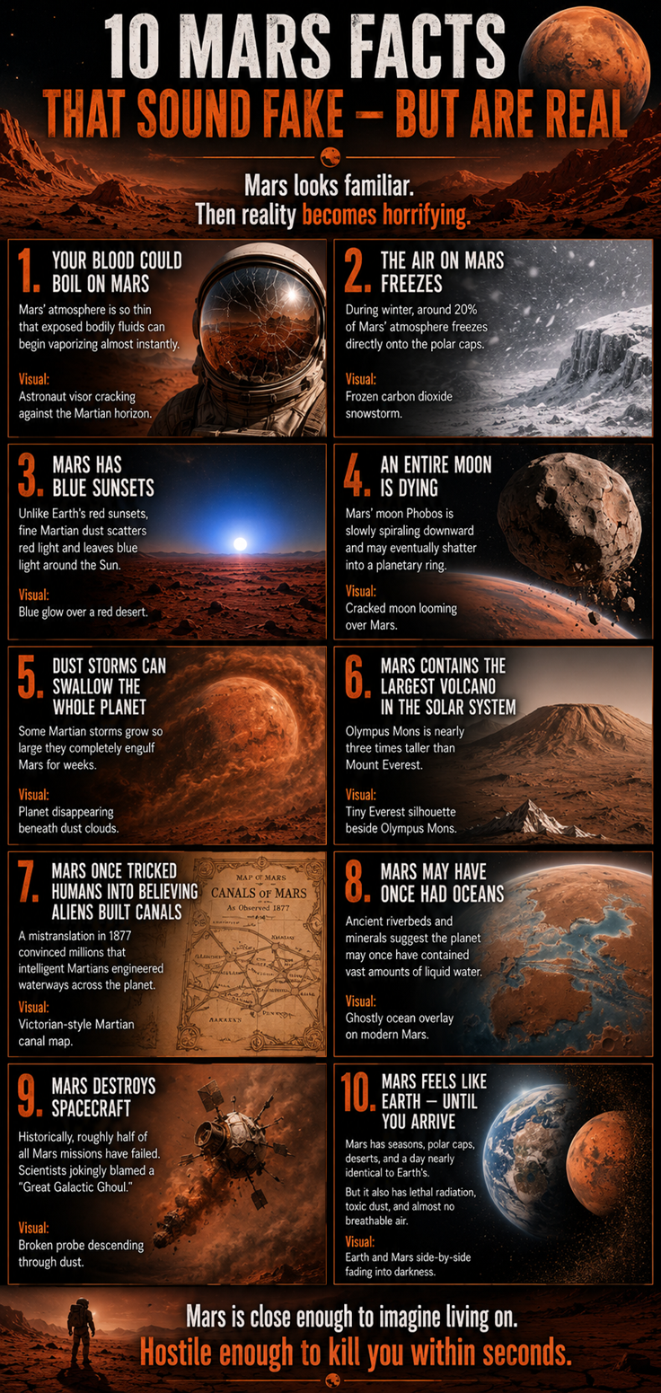 10 Mars Facts That sound Fake infographic